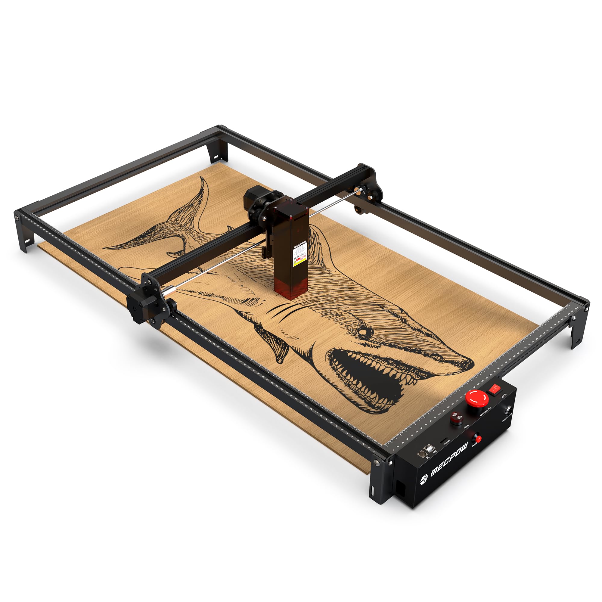 Mecpow X3 Pro lasergraveermachine met luchtondersteuning, 10W graveermachine en lasersnijder voor hout en metaal, 60W CNC-freesmachine met noodstop, vlam- en gyrodetectie, oppervlak 410 x 400 mm 