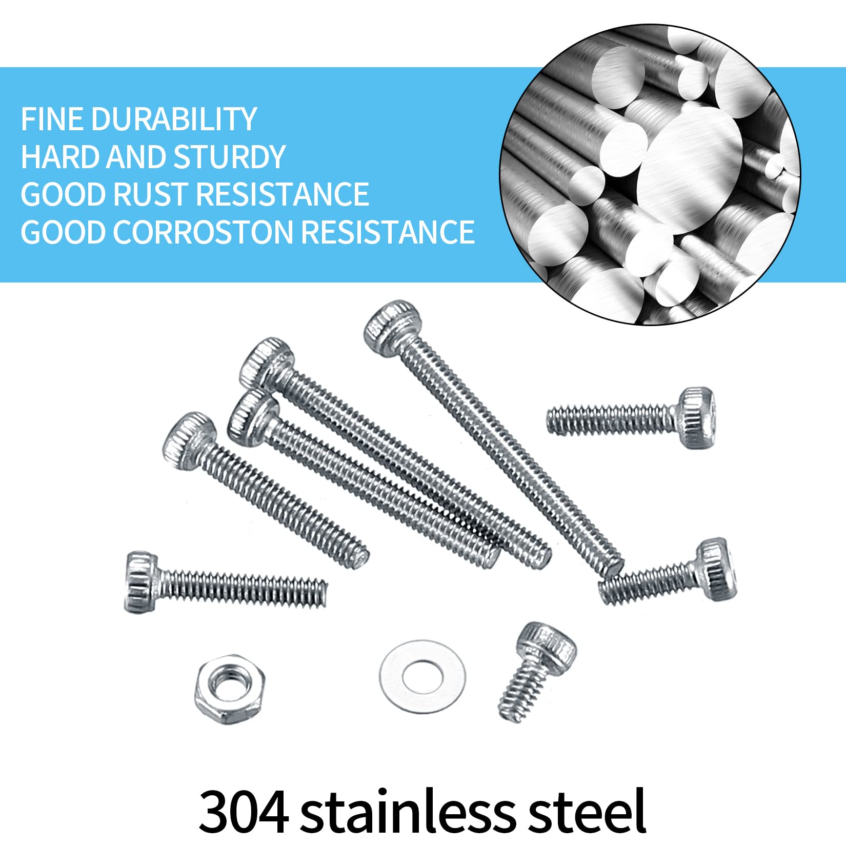 410 stuks M2 verzonken kop zeskantschroeven, 10.9 koolstofstaal volledige draad machineschroeven, moeren en ringen assortiment met inbussleutels 