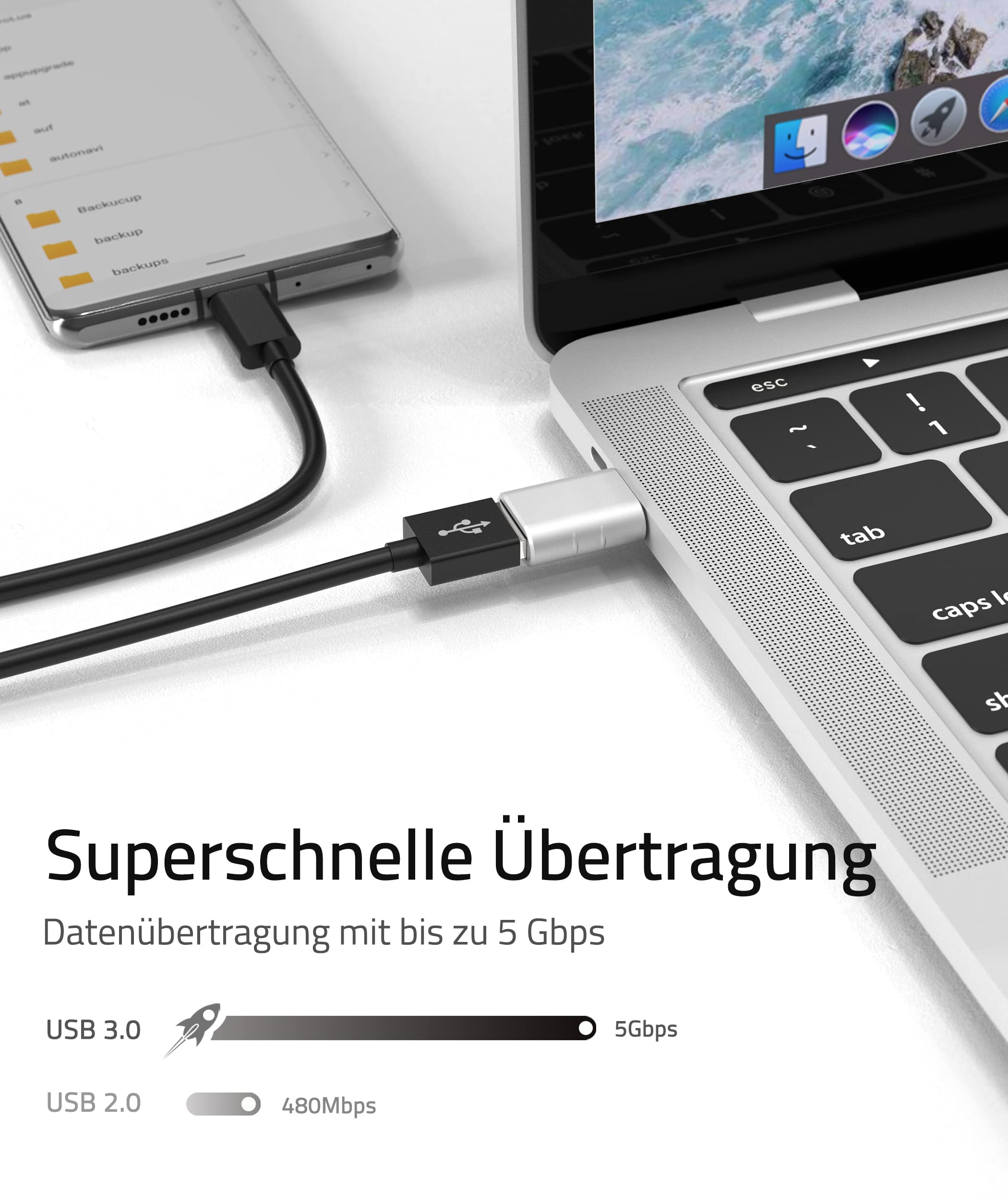 Syntech USB-C naar USB-adapter, 2 USB-C mannelijk naar USB-C vrouwelijk adapter, compatibel met iPhone 16 Pro Max iMac iPad Pro 2021, MacBook Air Pro 2020 en andere Type-C/Thunderbolt 3-apparaten, blauw 