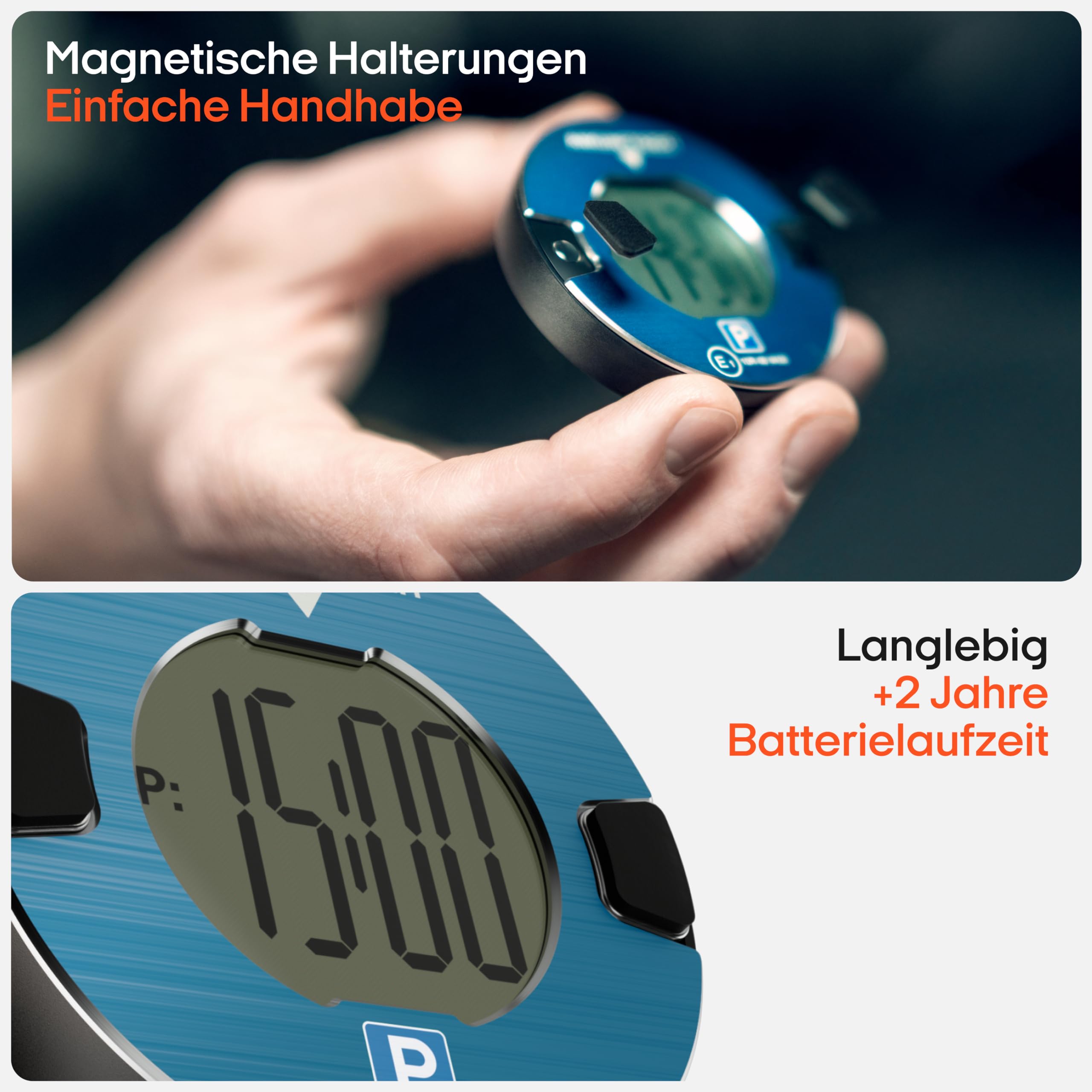 OOONO P-DISC NO1 - Elektronische parkeerschijf met goedkeuring voor auto's - Automatische digitale parkeerschijf elektrisch met goedkeuring van de KBA volgens StVO - Elektrische parkeermeter auto goedgekeurd 
