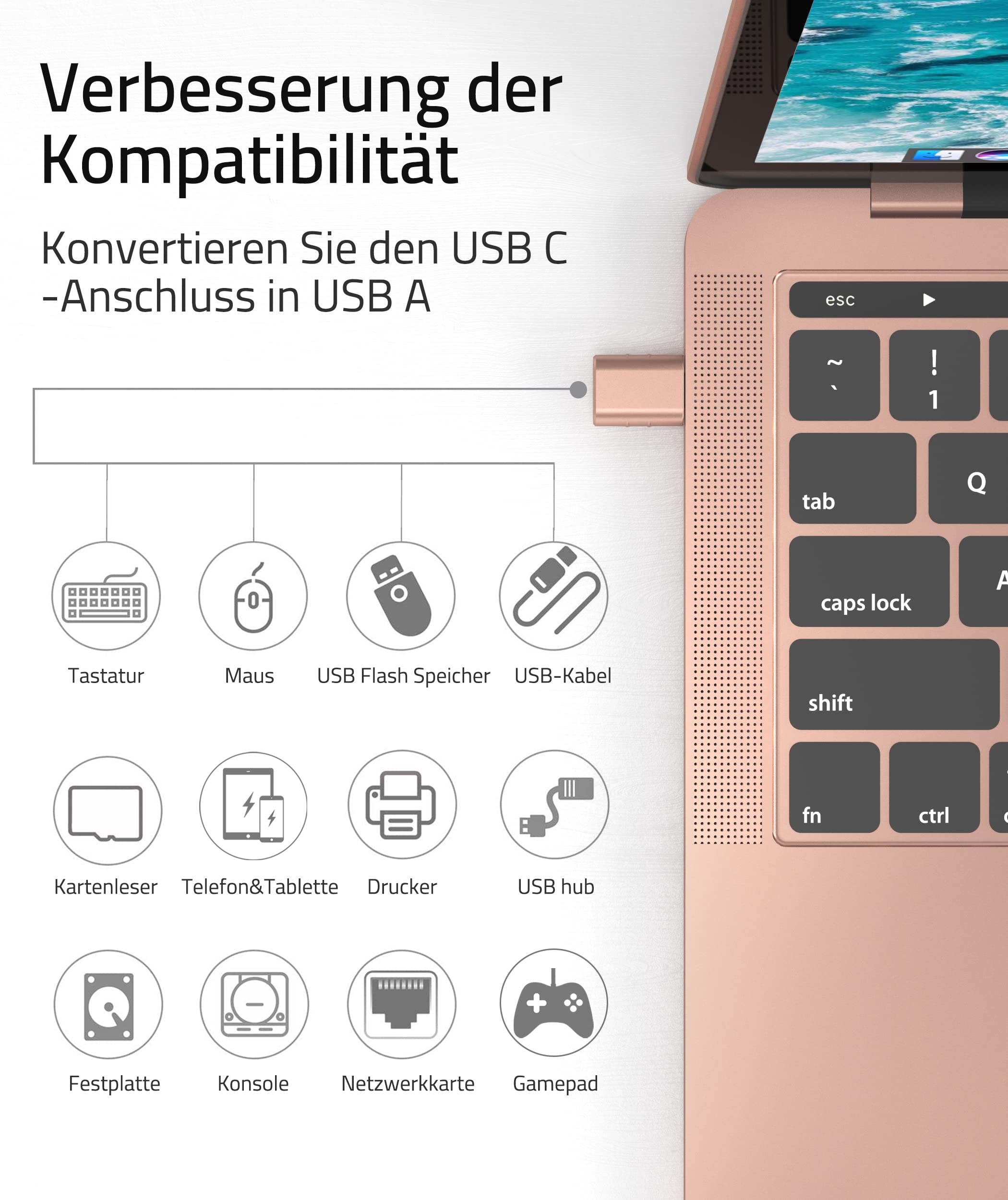 Syntech USB-C naar USB-adapter, 2 USB-C mannelijk naar USB-C vrouwelijk adapter, compatibel met iPhone 16 Pro Max iMac iPad Pro 2021, MacBook Air Pro 2020 en andere Type-C/Thunderbolt 3-apparaten, blauw 