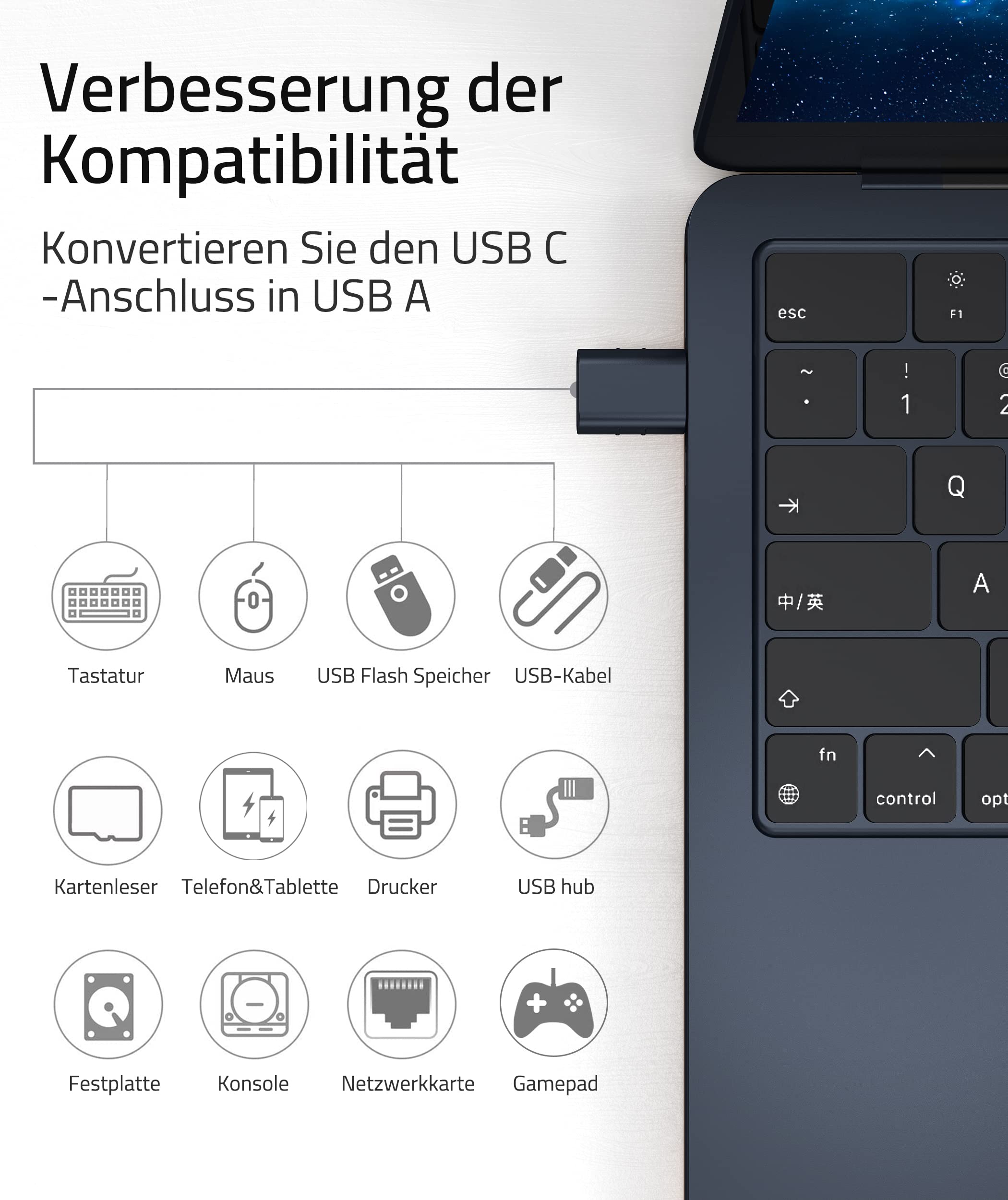 Syntech USB-C naar USB-adapter, 2 USB-C mannelijk naar USB-C vrouwelijk adapter, compatibel met iPhone 16 Pro Max iMac iPad Pro 2021, MacBook Air Pro 2020 en andere Type-C/Thunderbolt 3-apparaten, blauw 