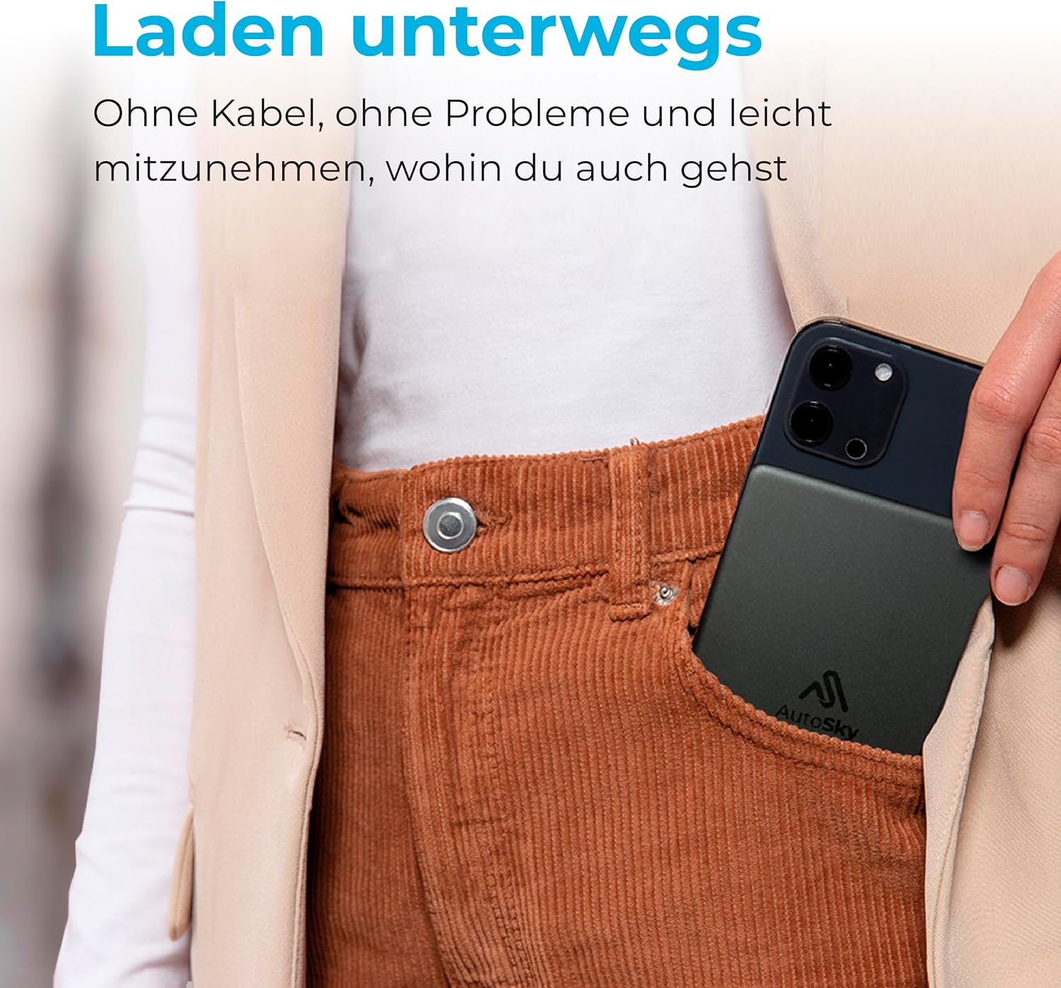 AutoSky Magnetische Powerbank 10.000 mAh | Draadloos &amp; USB-C | LED-scherm (APB-200) 