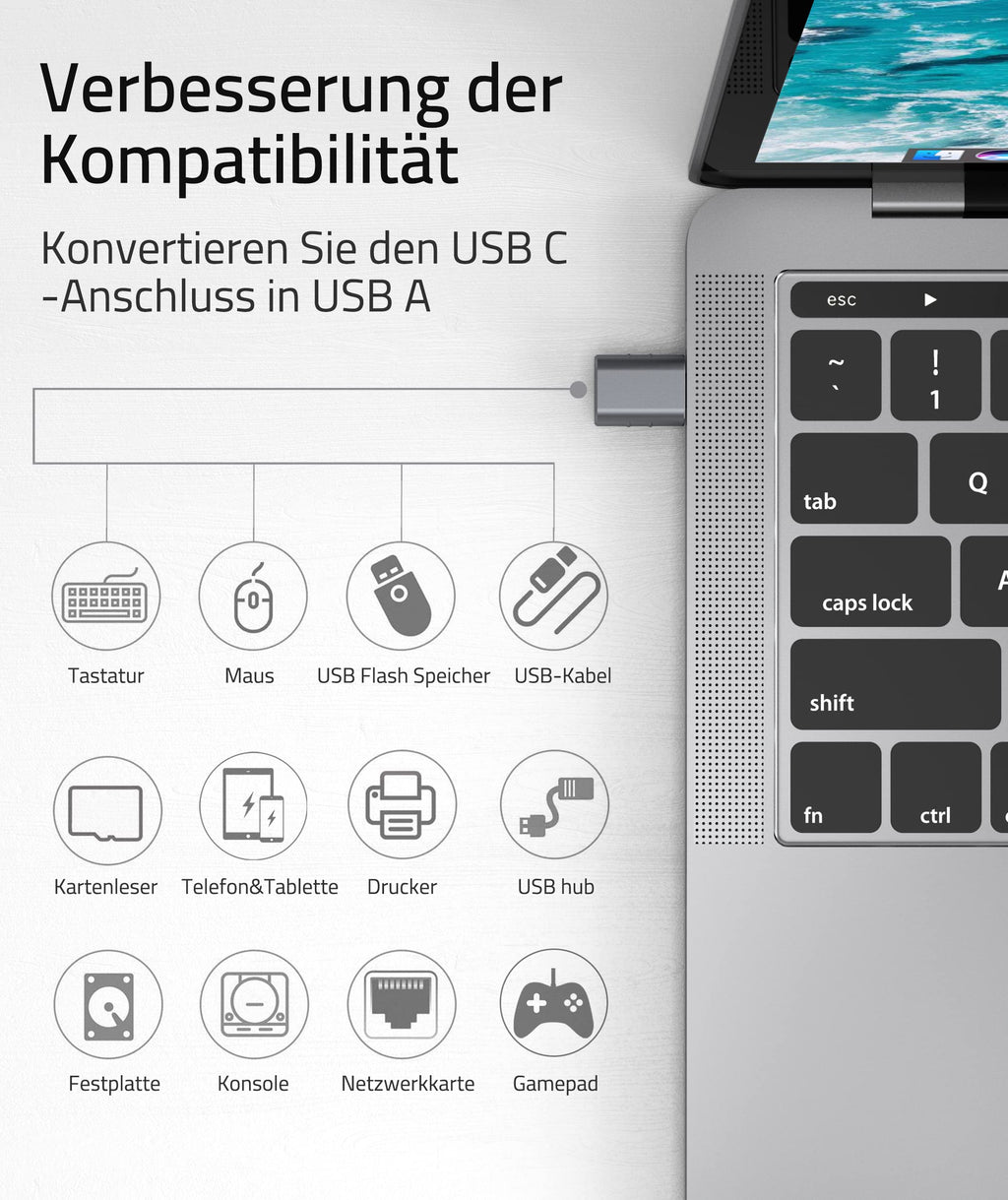 Syntech USB-C naar USB-adapter, 2 USB-C mannelijk naar USB-C vrouwelijk adapter, compatibel met iPhone 16 Pro Max iMac iPad Pro 2021, MacBook Air Pro 2020 en andere Type-C/Thunderbolt 3-apparaten, blauw 