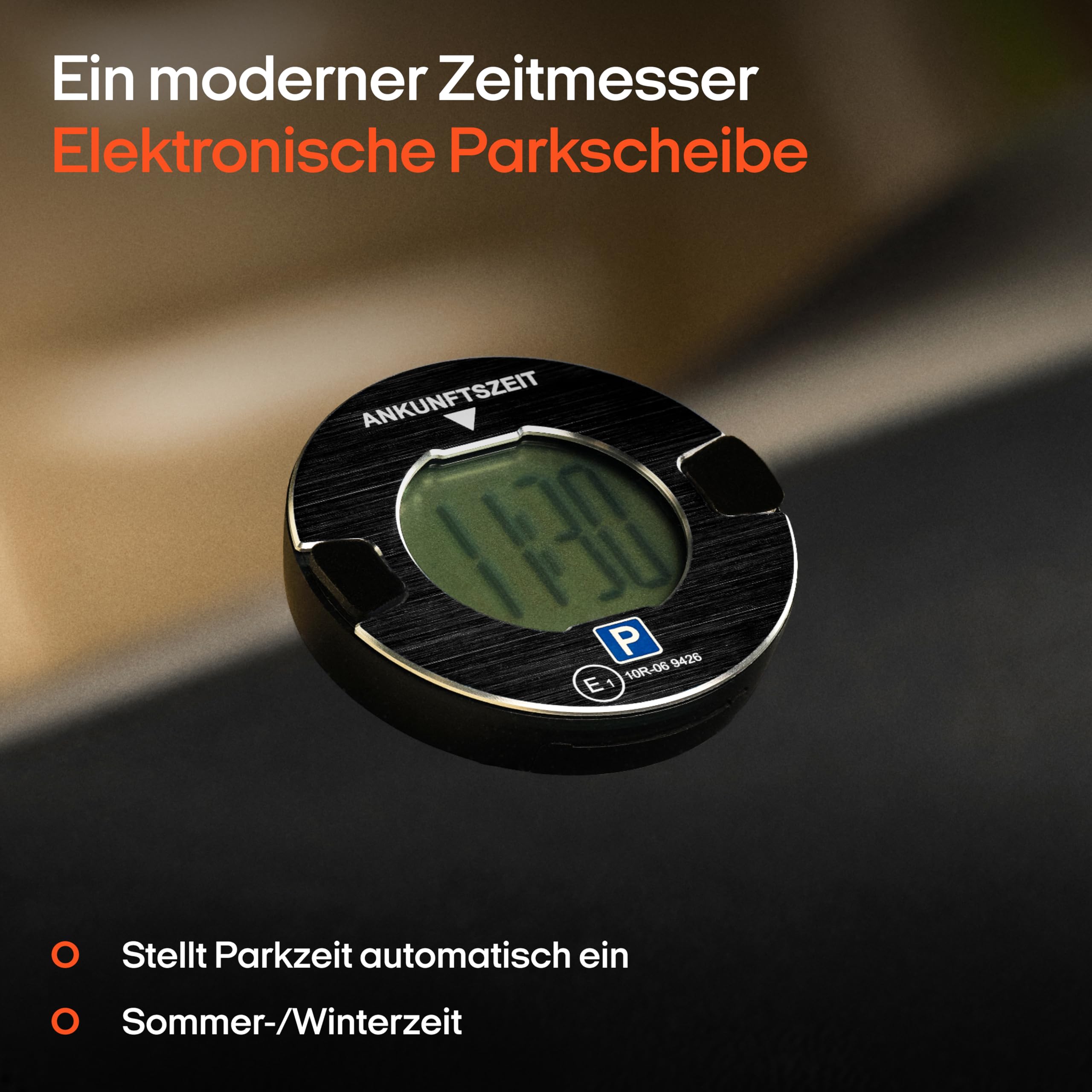 OOONO P-DISC NO1 - Elektronische parkeerschijf met goedkeuring voor auto's - Automatische digitale parkeerschijf elektrisch met goedkeuring van de KBA volgens StVO - Elektrische parkeermeter auto goedgekeurd 