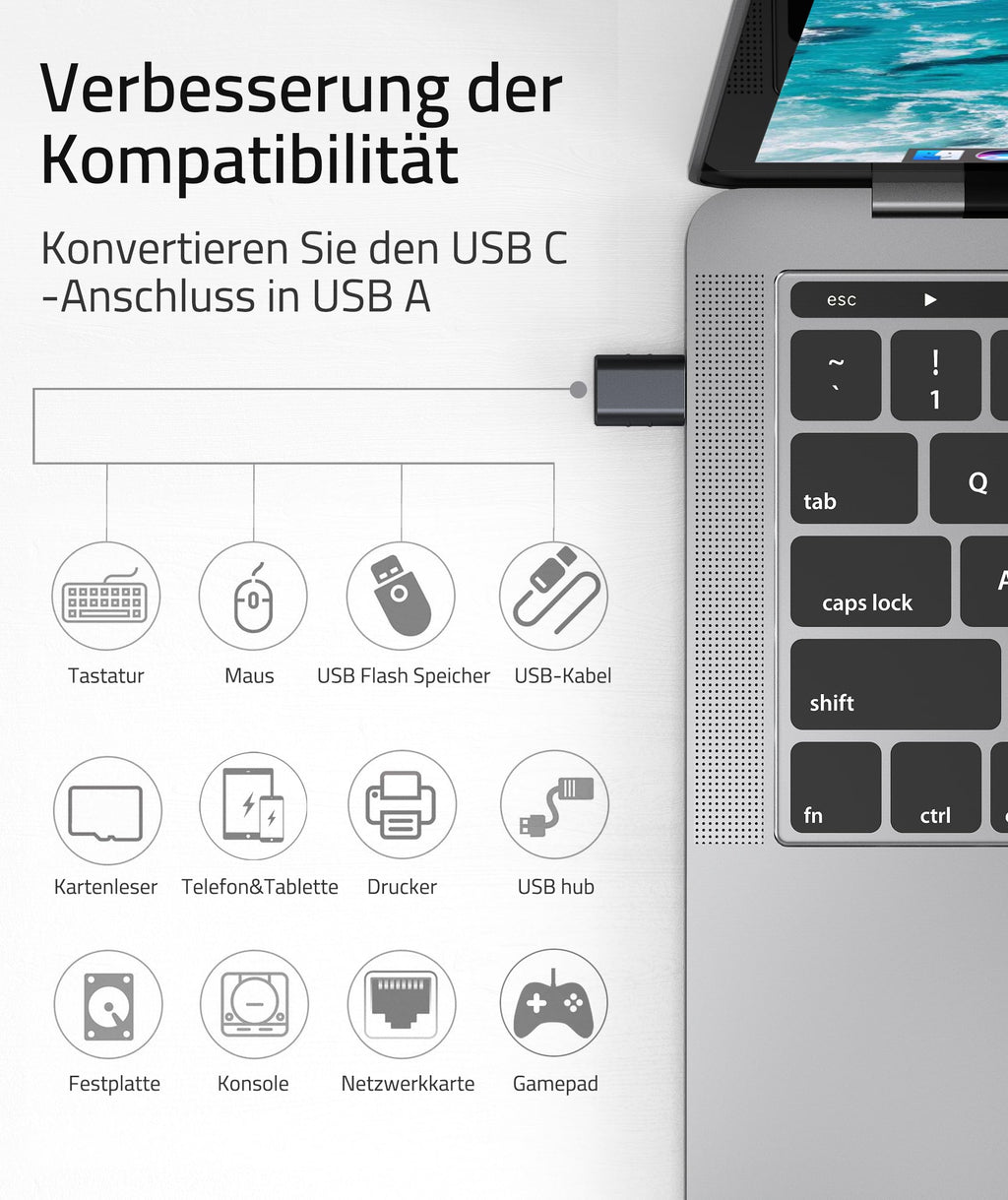 Syntech USB-C naar USB-adapter, 2 USB-C mannelijk naar USB-C vrouwelijk adapter, compatibel met iPhone 16 Pro Max iMac iPad Pro 2021, MacBook Air Pro 2020 en andere Type-C/Thunderbolt 3-apparaten, blauw 