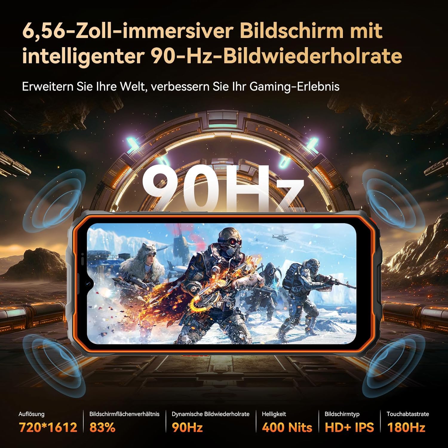 OSCAL Marine 2 Outdoor mobiele telefoon zonder contract 2025, 11000 mAh 12 GB + 64 GB / 2 TB, Android 15 outdoor smartphone, 6,56" HD + 90 Hz, 16 MP + 8 MP AI-camera, mobiele telefoon voor op de bouwplaats, IP69K waterdicht, dual sim 4G / NFC / OTG / GPS 