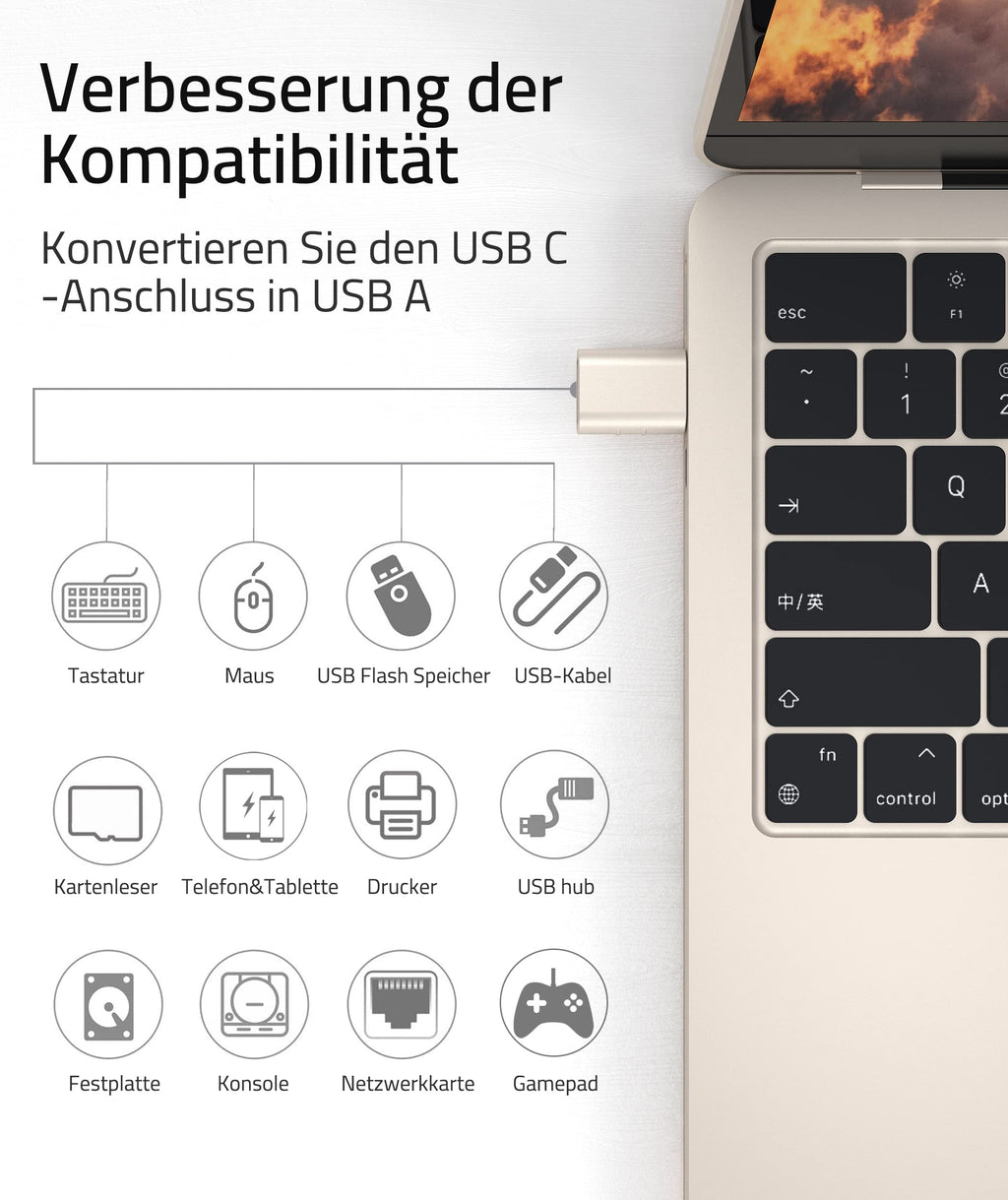 Syntech USB-C naar USB-adapter, 2 USB-C mannelijk naar USB-C vrouwelijk adapter, compatibel met iPhone 16 Pro Max iMac iPad Pro 2021, MacBook Air Pro 2020 en andere Type-C/Thunderbolt 3-apparaten, blauw 
