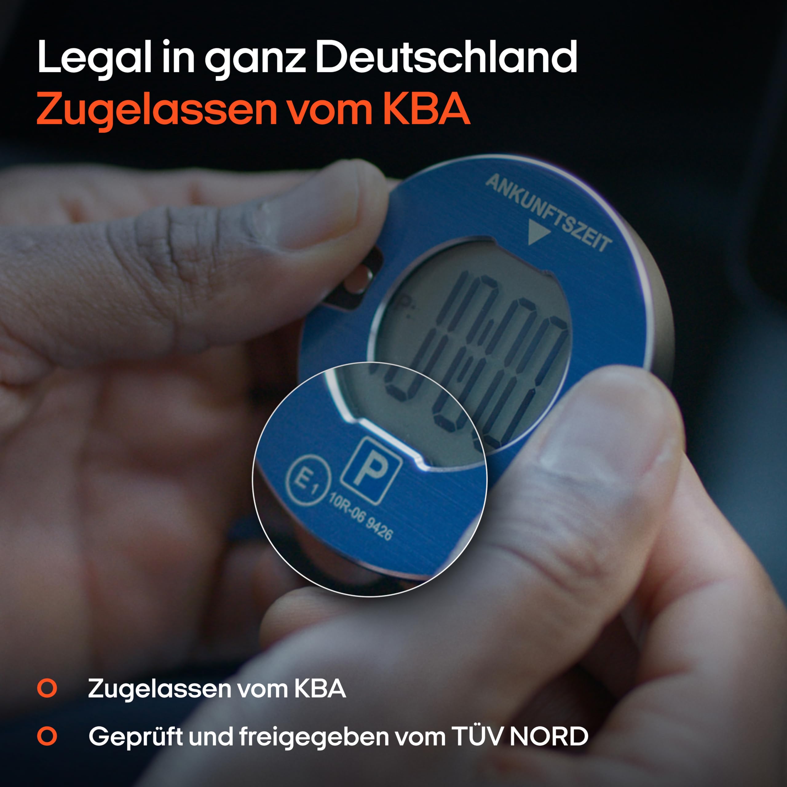OOONO P-DISC NO1 - Elektronische parkeerschijf met goedkeuring voor auto's - Automatische digitale parkeerschijf elektrisch met goedkeuring van de KBA volgens StVO - Elektrische parkeermeter auto goedgekeurd 