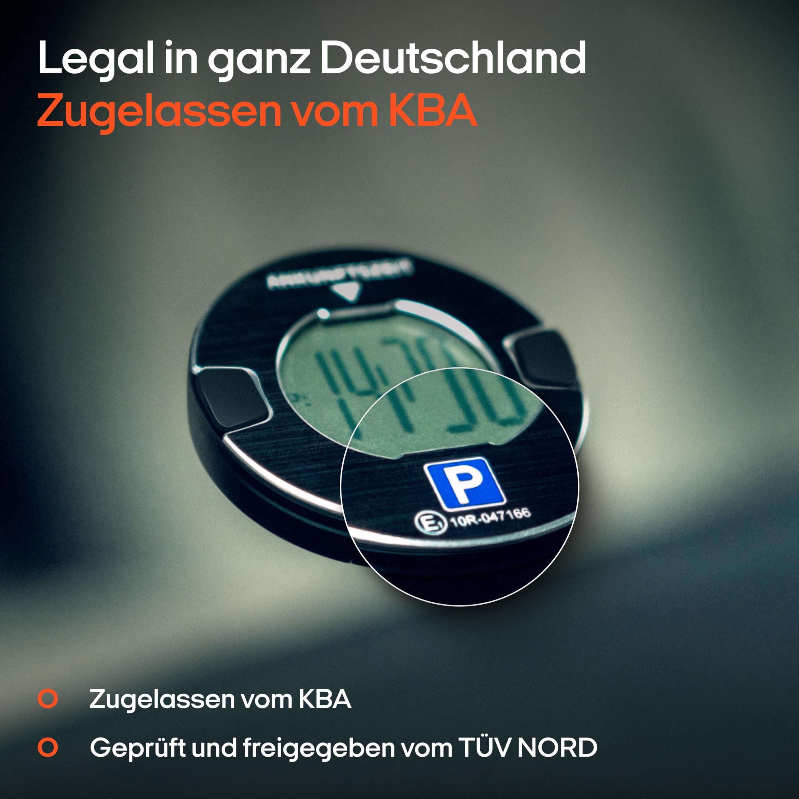 OOONO P-DISC NO1 - Elektronische parkeerschijf met goedkeuring voor auto's - Automatische digitale parkeerschijf elektrisch met goedkeuring van de KBA volgens StVO - Elektrische parkeermeter auto goedgekeurd 