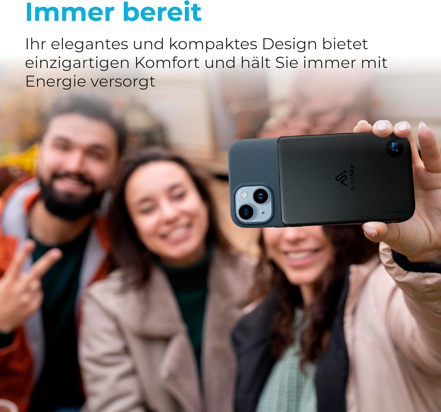 AutoSky Magnetische Powerbank 10.000 mAh | Draadloos &amp; USB-C | LED-scherm (APB-200) 