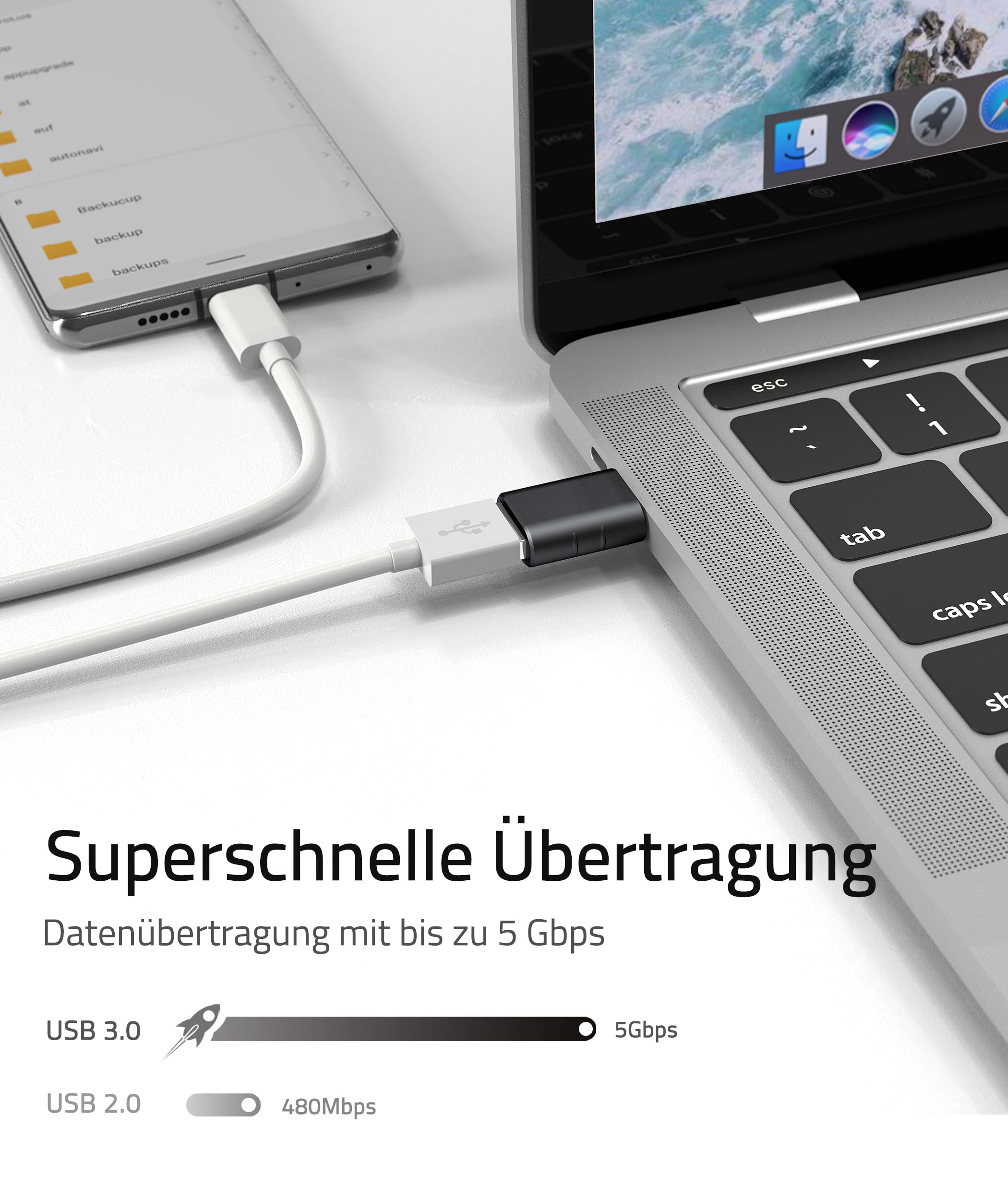 Syntech USB-C naar USB-adapter, 2 USB-C mannelijk naar USB-C vrouwelijk adapter, compatibel met iPhone 16 Pro Max iMac iPad Pro 2021, MacBook Air Pro 2020 en andere Type-C/Thunderbolt 3-apparaten, blauw 