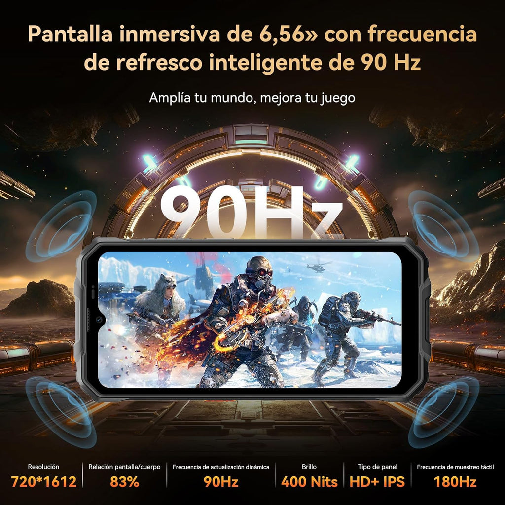 OSCAL Marine 2 Outdoor mobiele telefoon zonder contract 2025, 11000 mAh 12 GB + 64 GB / 2 TB, Android 15 outdoor smartphone, 6,56" HD + 90 Hz, 16 MP + 8 MP AI-camera, mobiele telefoon voor op de bouwplaats, IP69K waterdicht, dual sim 4G / NFC / OTG / GPS 