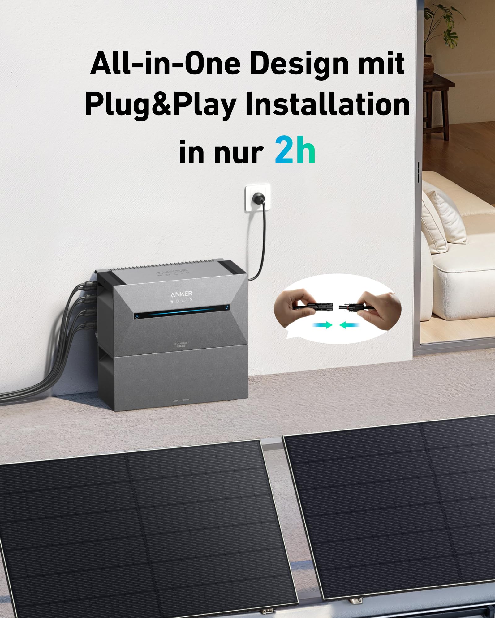 Anker SOLIX Solar Bank 2 E1600 Pro met geheugen, alles-in-één energieopslag met micro-omvormer, 1,6 kWh, 4 MPPT 2400 W zonne-energie-ingang, 1000 W AC, 6000 laadcycli, capaciteit van 9,6 kWh, plug &amp; play 