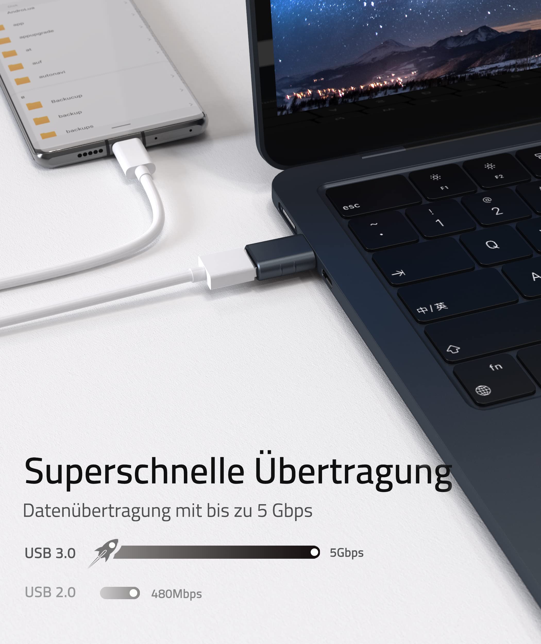 Syntech USB-C naar USB-adapter, 2 USB-C mannelijk naar USB-C vrouwelijk adapter, compatibel met iPhone 16 Pro Max iMac iPad Pro 2021, MacBook Air Pro 2020 en andere Type-C/Thunderbolt 3-apparaten, blauw 