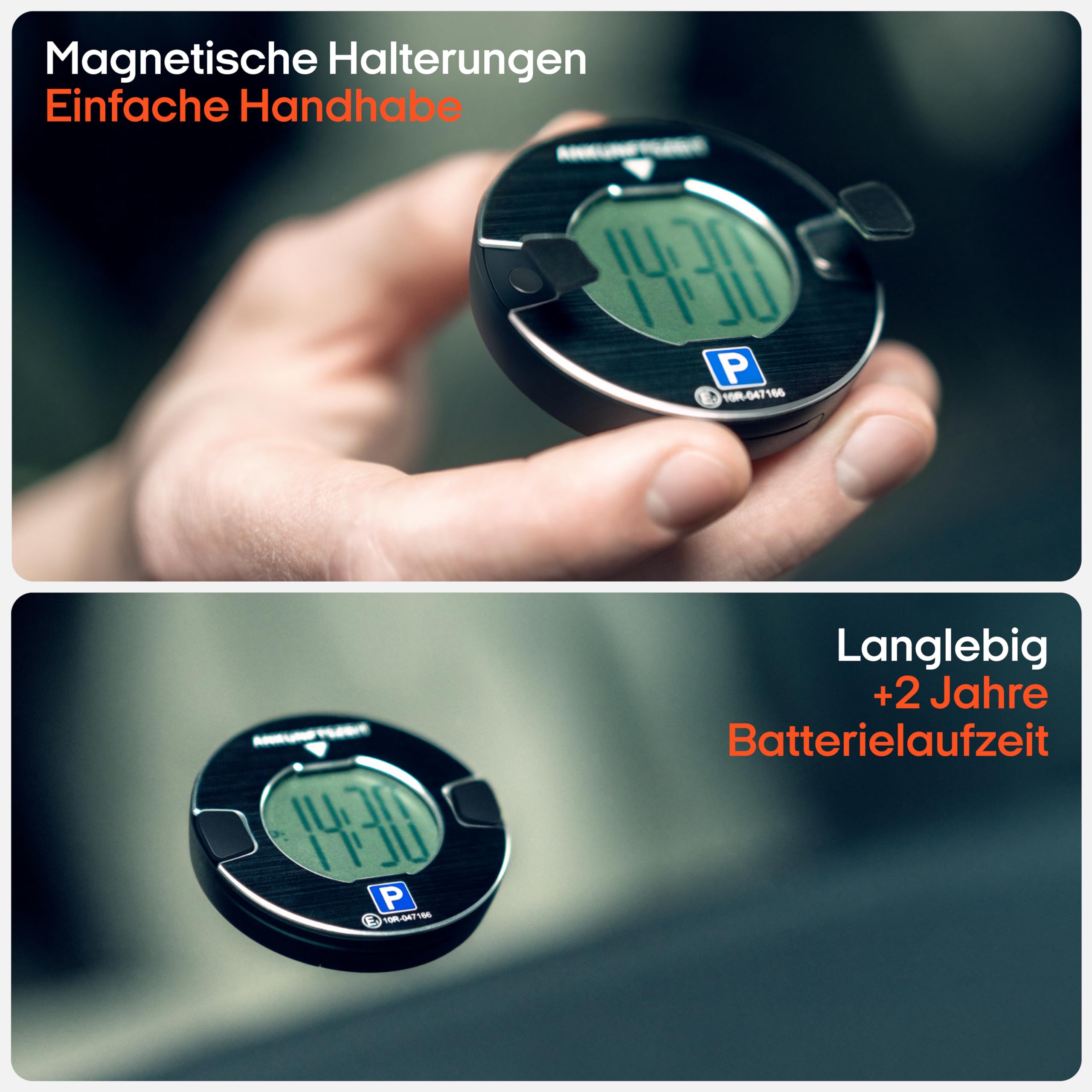 OOONO P-DISC NO1 - Elektronische parkeerschijf met goedkeuring voor auto's - Automatische digitale parkeerschijf elektrisch met goedkeuring van de KBA volgens StVO - Elektrische parkeermeter auto goedgekeurd 