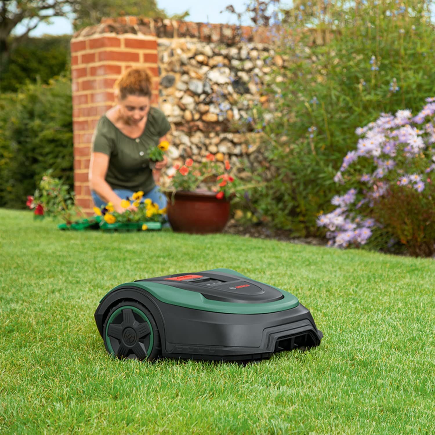 Bosch Home and Garden Indego XS 300 Robotmaaier (met geïntegreerde 18 V-accu, inclusief laadstation, snijbreedte 19 cm, voor gazons tot 300 m², in doos) Zwart, Groen 
