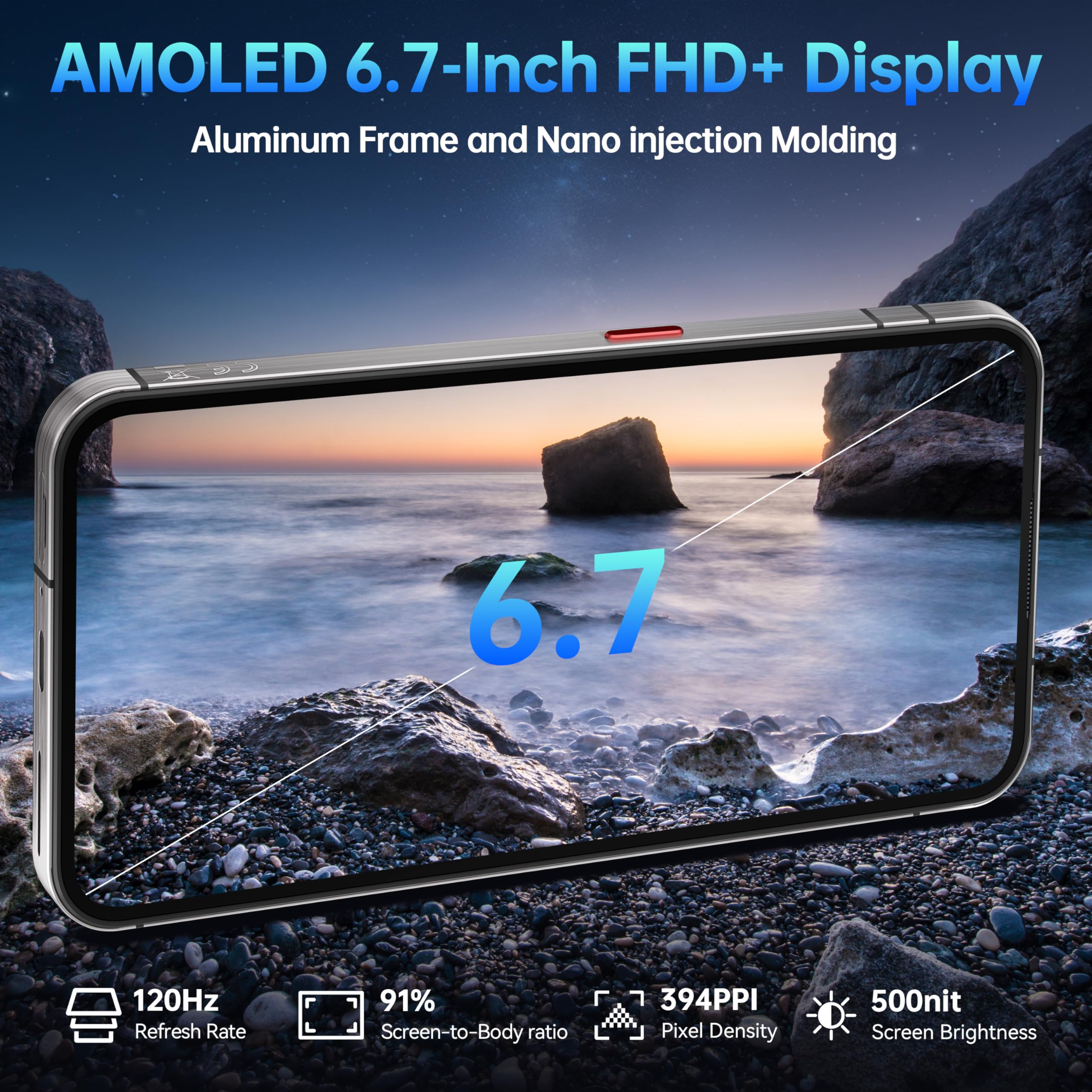 OUKITEL WP200 Pro 5G Outdoor Smartphone - Android 15 72GB + 1TB Smartphone met SmartWatch, 6,7" AMOLED FHD+ 120 Hz Waterdicht Ontgrendeld, 8580mAh/45W, 108MP Camera, 5G Dual SIM/NFC/WiFi 6 - Groen