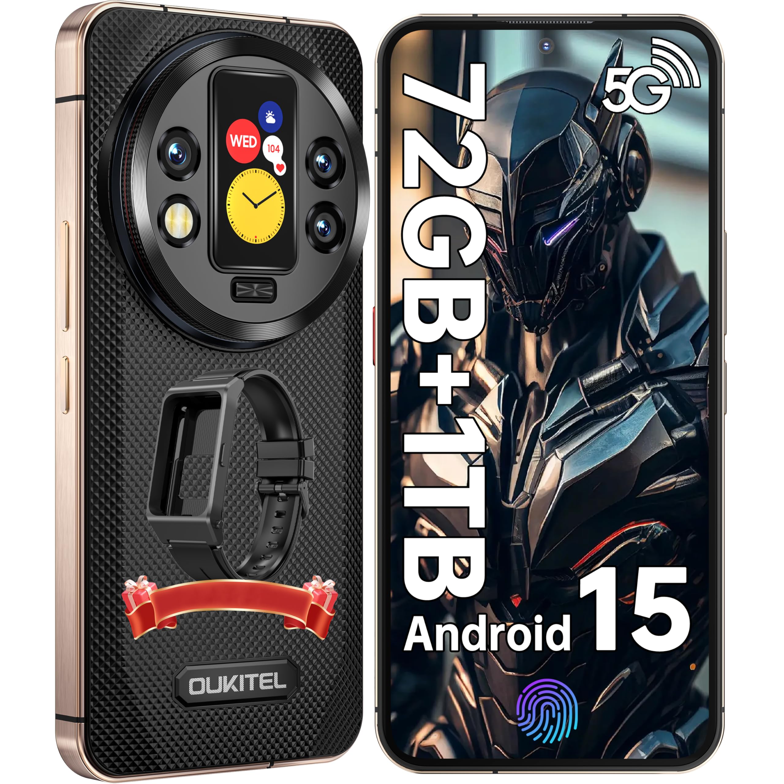 OUKITEL WP200 Pro 5G Outdoor Smartphone - Android 15 72GB + 1TB Smartphone met SmartWatch, 6,7" AMOLED FHD+ 120 Hz Waterdicht Ontgrendeld, 8580mAh/45W, 108MP Camera, 5G Dual SIM/NFC/WiFi 6 - Groen