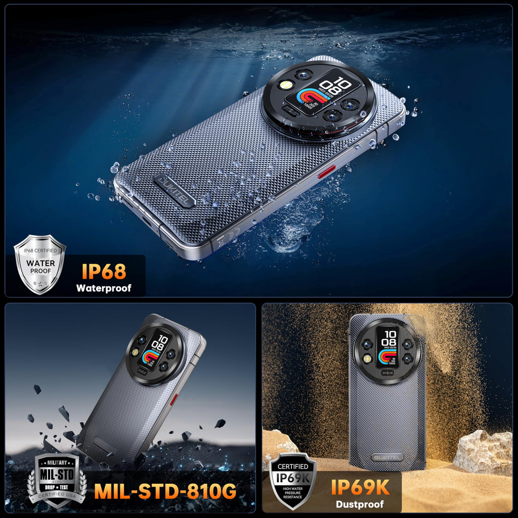 OUKITEL WP200 Pro 5G Outdoor Smartphone - Android 15 72GB + 1TB Smartphone met SmartWatch, 6,7" AMOLED FHD+ 120 Hz Waterdicht Ontgrendeld, 8580mAh/45W, 108MP Camera, 5G Dual SIM/NFC/WiFi 6 - Groen