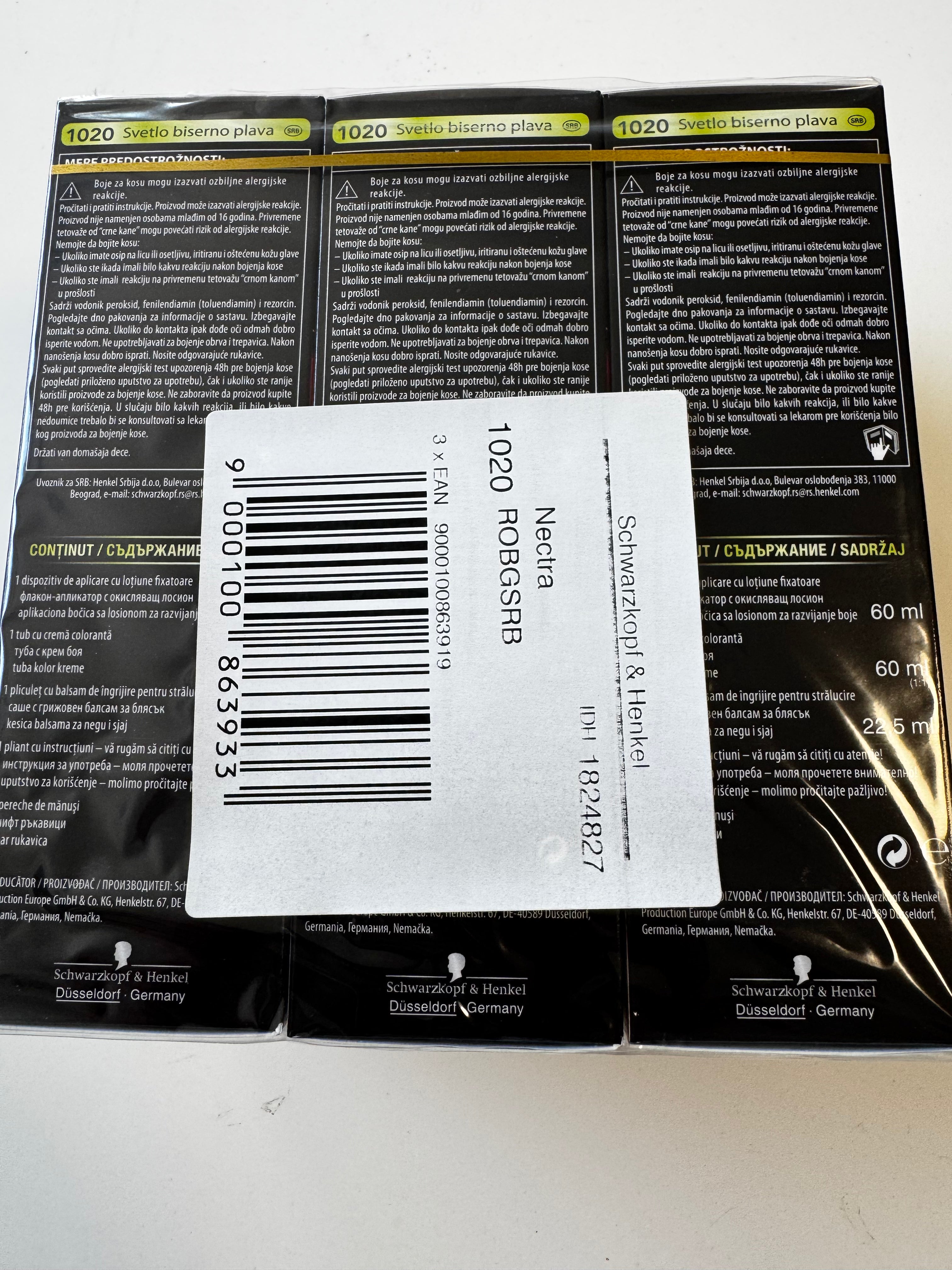 3-pack Schwarzkopf Nectra Color 1020 Light Pearl Blonde / Light Pearl Blonde (verloopt) 