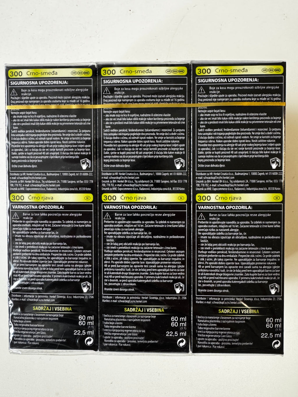 3-pack Schwarzkopf Nectra Color 300 Black Brown / Black Brown (resterende voorraad, vervaldatum overschreden) 