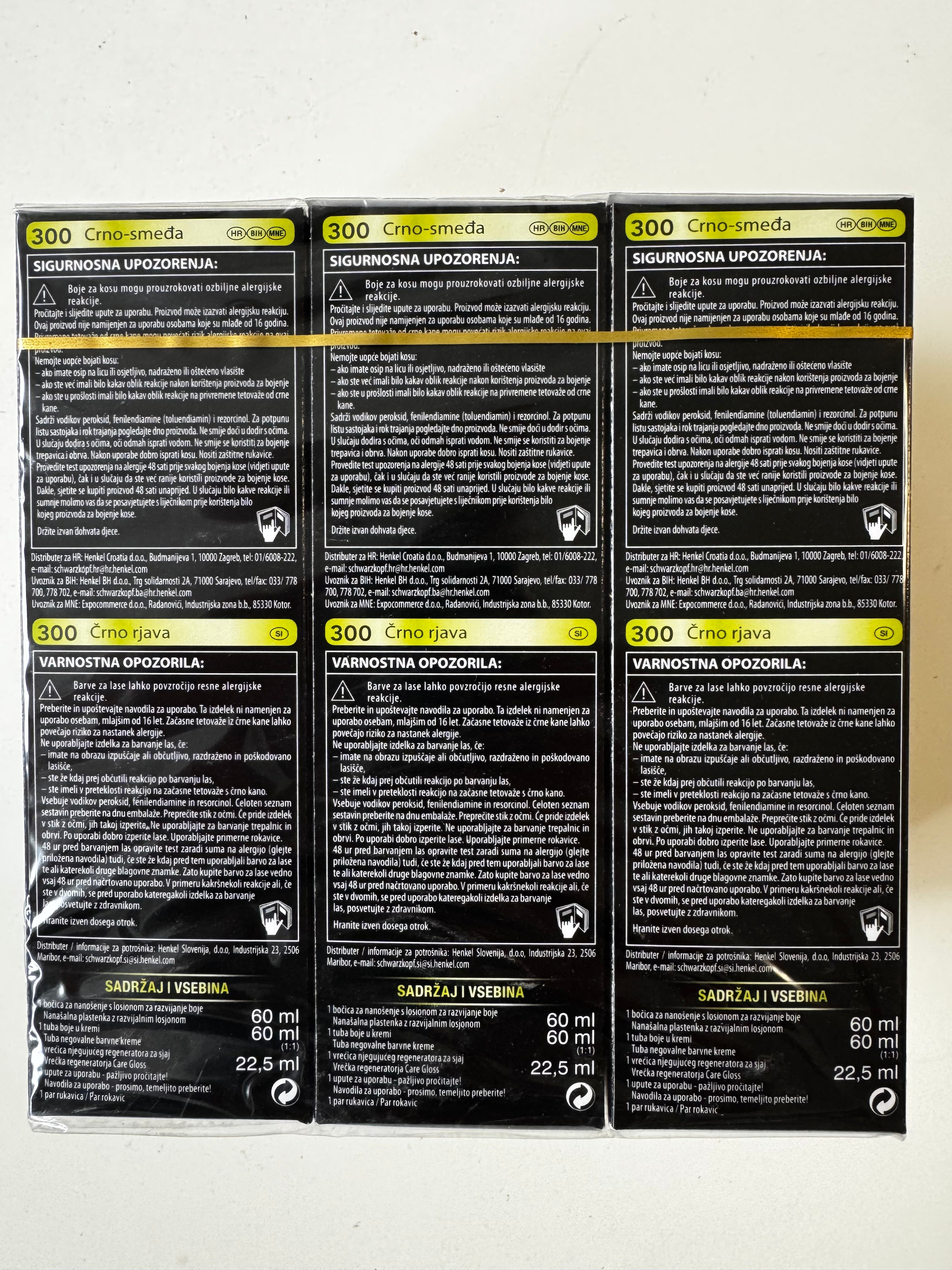 3-pack Schwarzkopf Nectra Color 300 Black Brown / Black Brown (resterende voorraad, vervaldatum overschreden) 