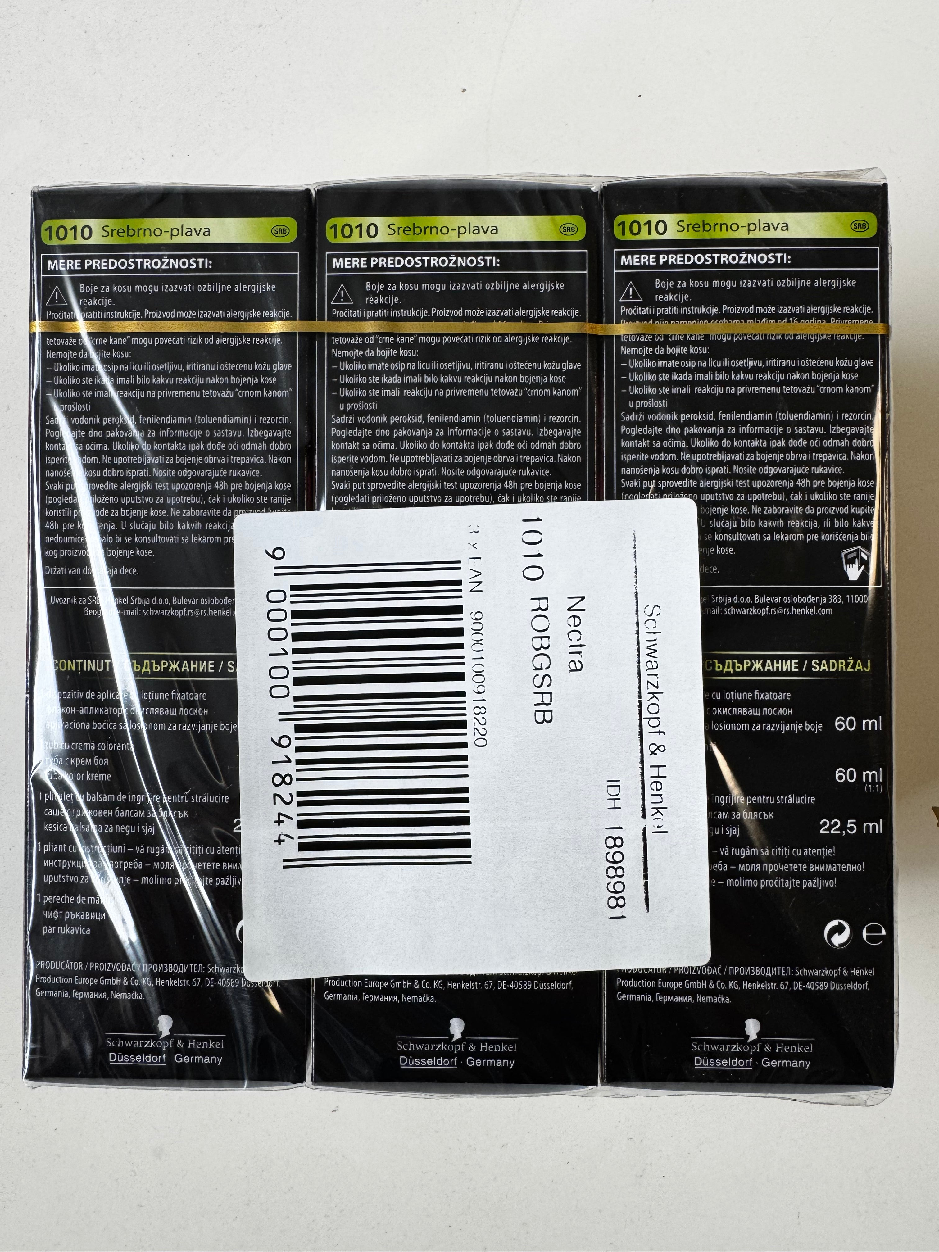3-pack Schwarzkopf Nectra Color 1010 Silver Blonde / Silver Blonde (resterende voorraad is verlopen) 