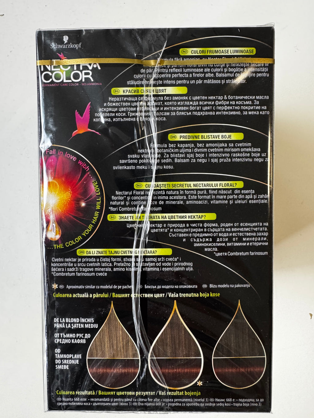 3-pack Schwarzkopf Nectra Color 668 Hazelnoot / Hazelnootbruin (resterende voorraad is verlopen) 