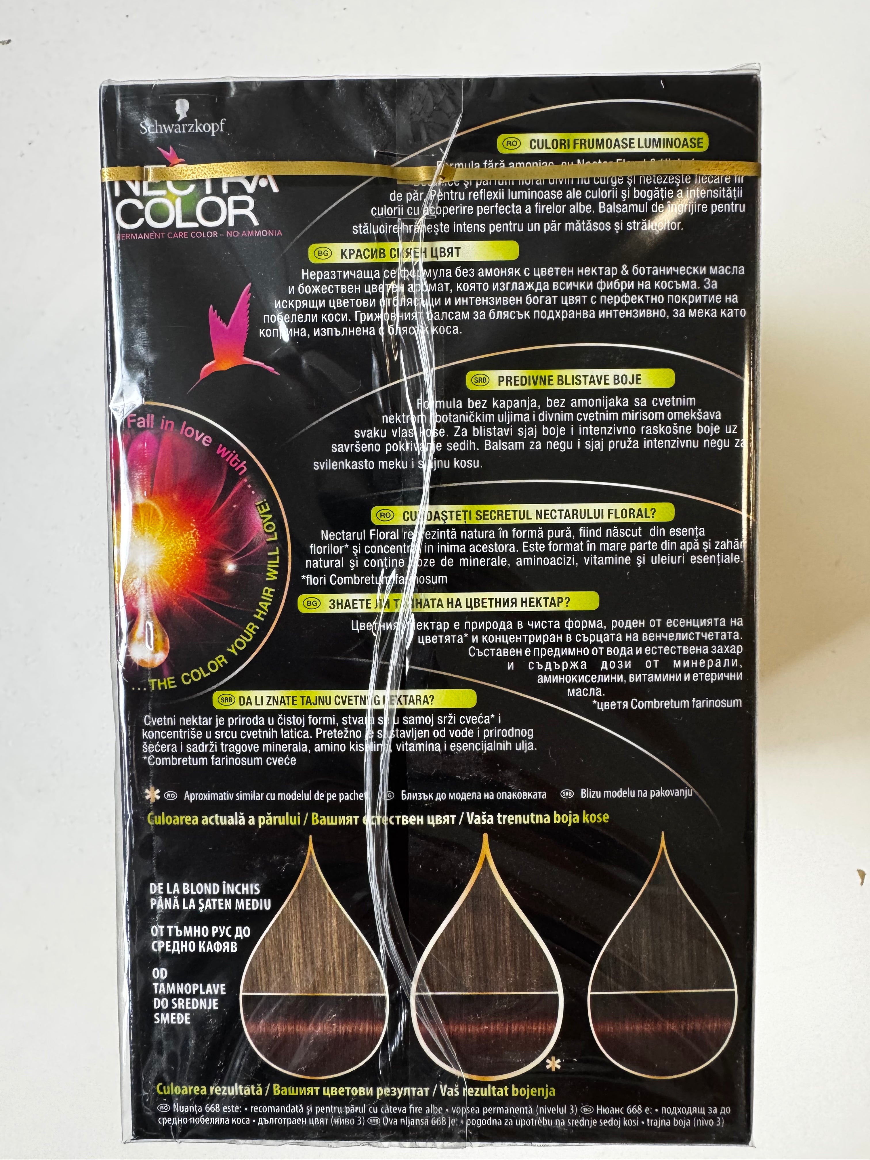 3-pack Schwarzkopf Nectra Color 668 Hazelnoot / Hazelnootbruin (resterende voorraad is verlopen) 