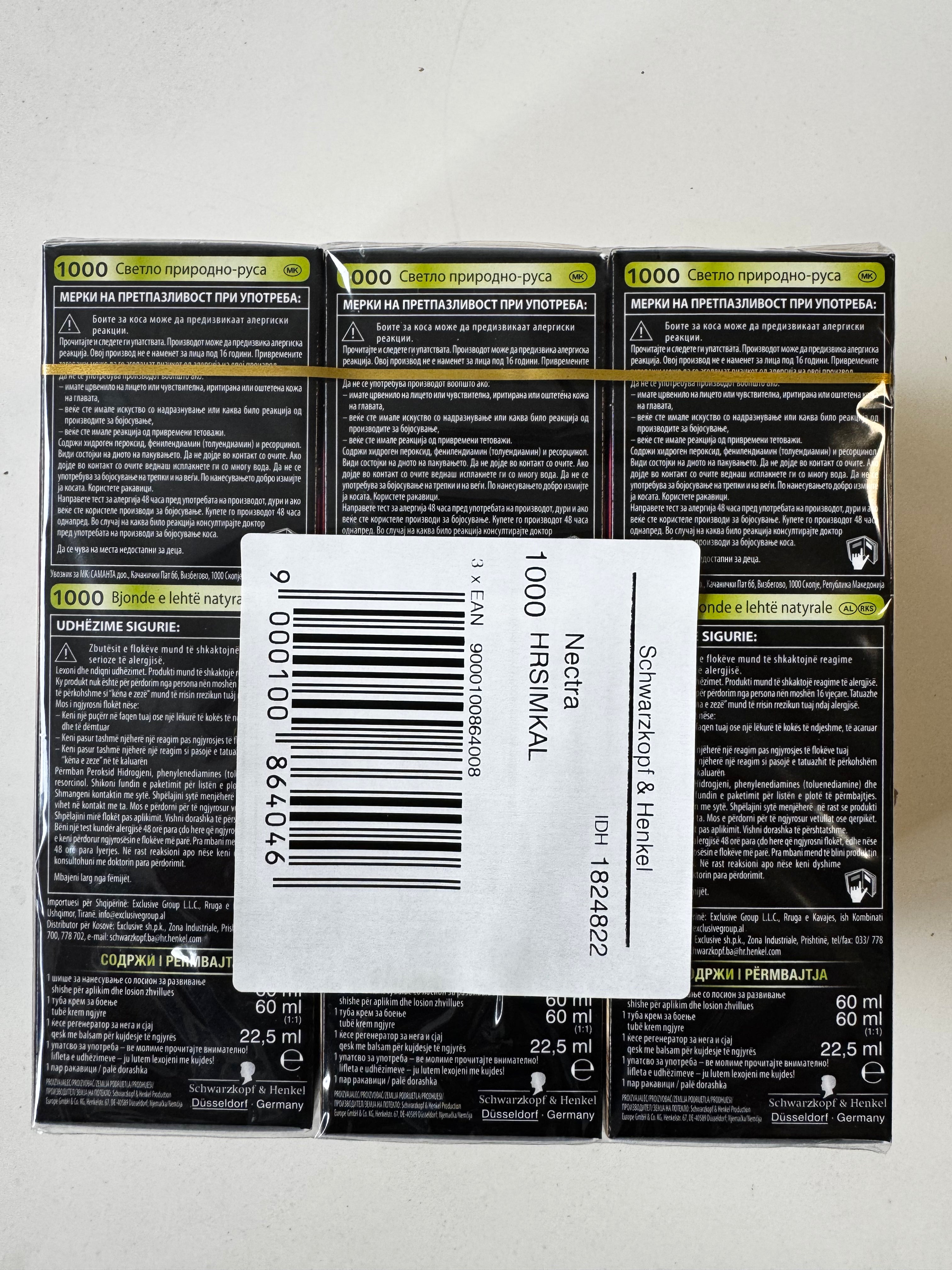 3-pack Schwarzkopf Nectra Color 1000 Licht Natuurlijk Blond (ten minste houdbaar tot datum overschreden) 