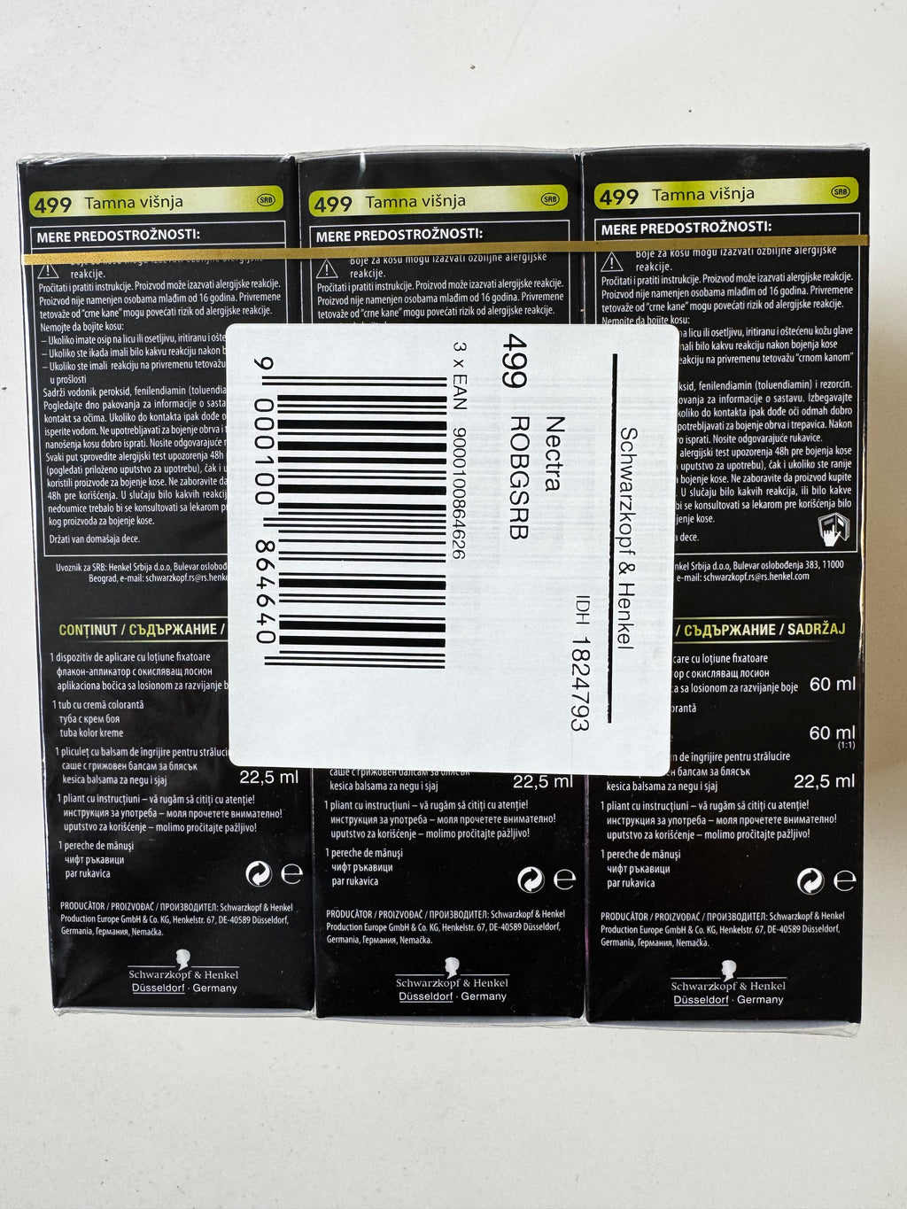 3-pack Schwarzkopf Nectra Color 499 Dark Cherry (verloopt) 
