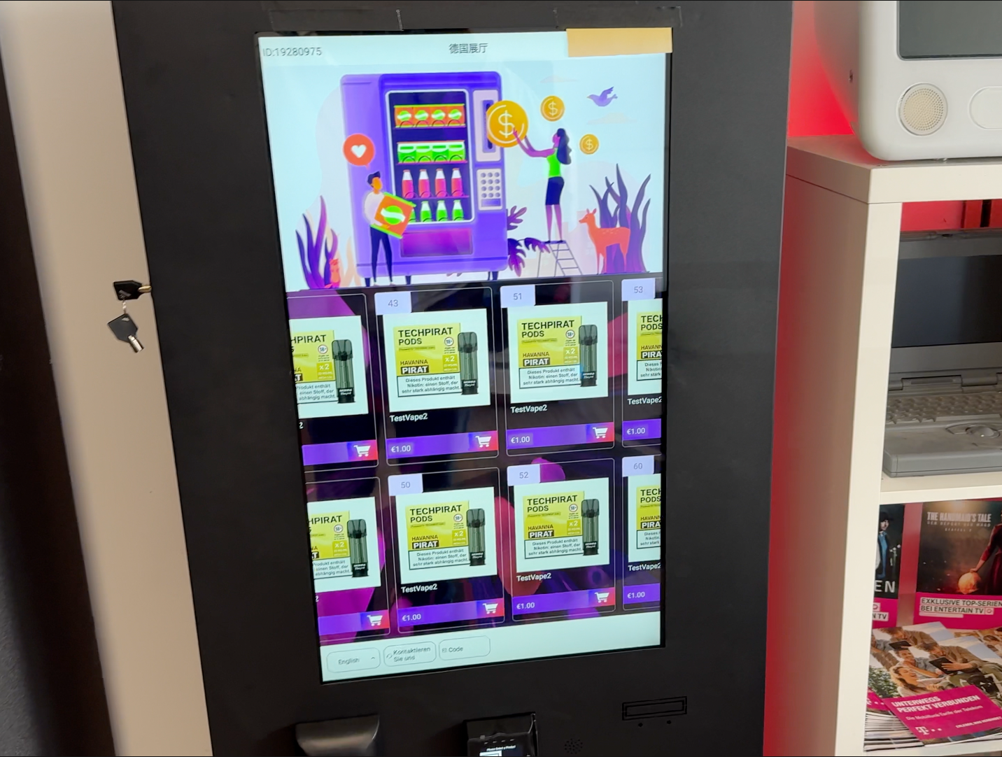 Vape-/sigarettenautomaat voor binnengebruik voor de detailhandel en horeca